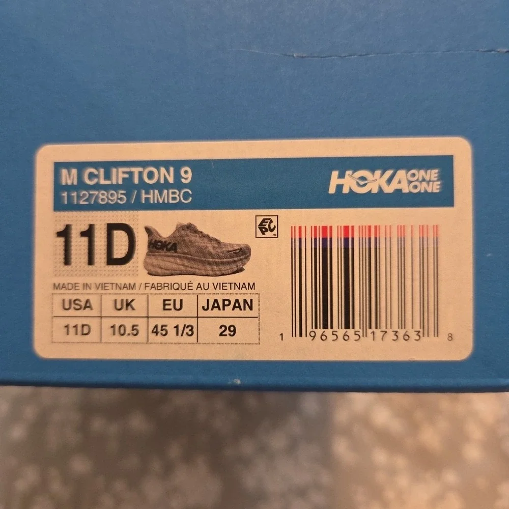 HOKA -- EMPTY SHOE BOX ONLY -- Clifton 9 Gray Blue Mens 11D